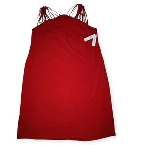 NWT Shelby & Palmer Womens Sz 3X Strappy Sleeve Red Dress Stretch Textured